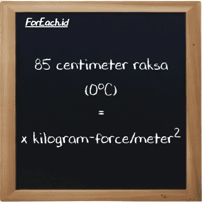 Contoh konversi centimeter raksa (0<sup>o</sup>C) ke kilogram-force/meter<sup>2</sup> (cmHg ke kgf/m<sup>2</sup>)
